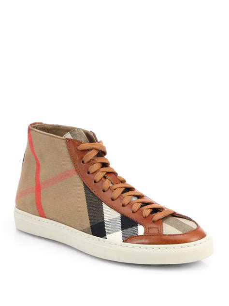 burberry london check and leather high-top trainers|Burberry Limited.